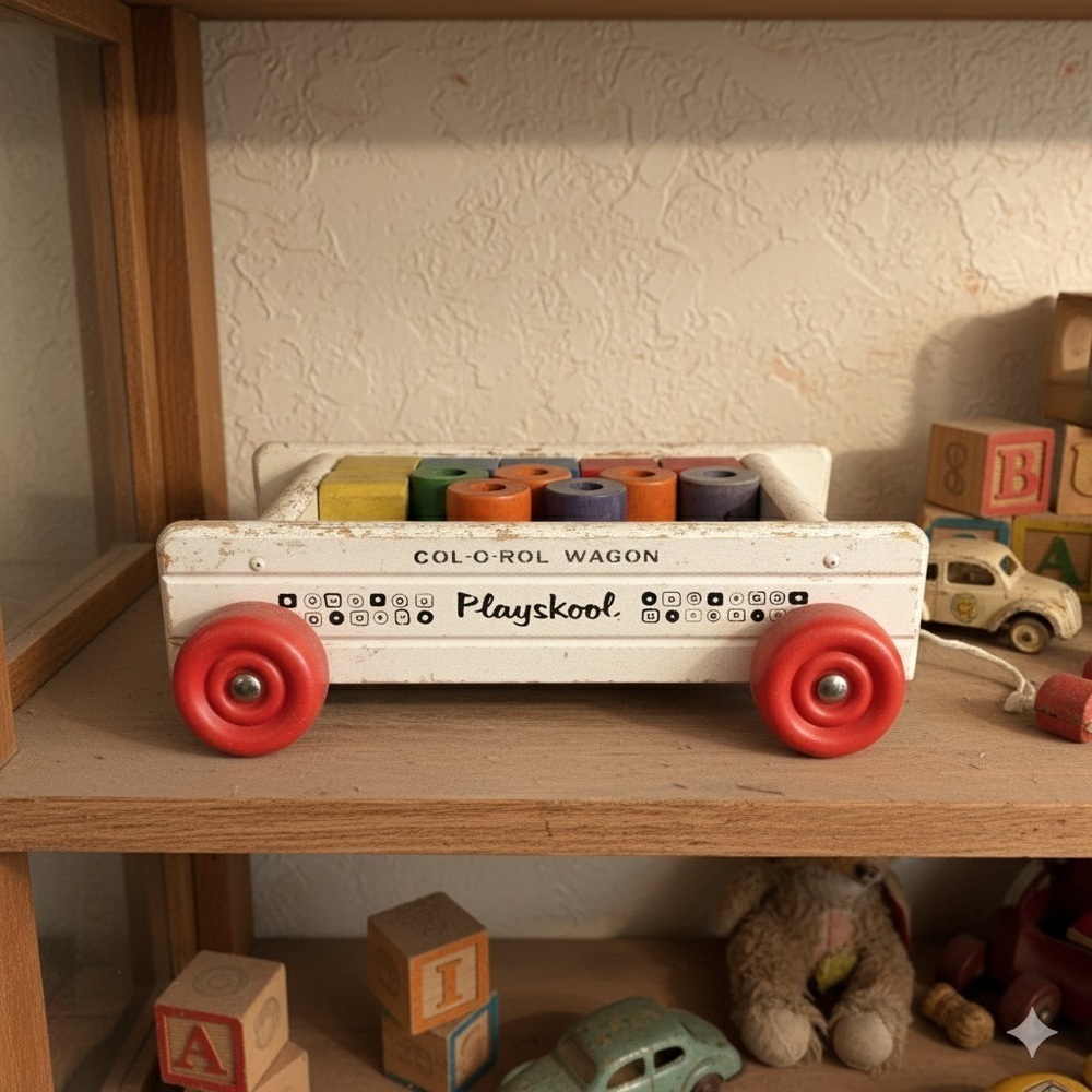Vintage Playskool Col-O-Rol Wagon 1960s